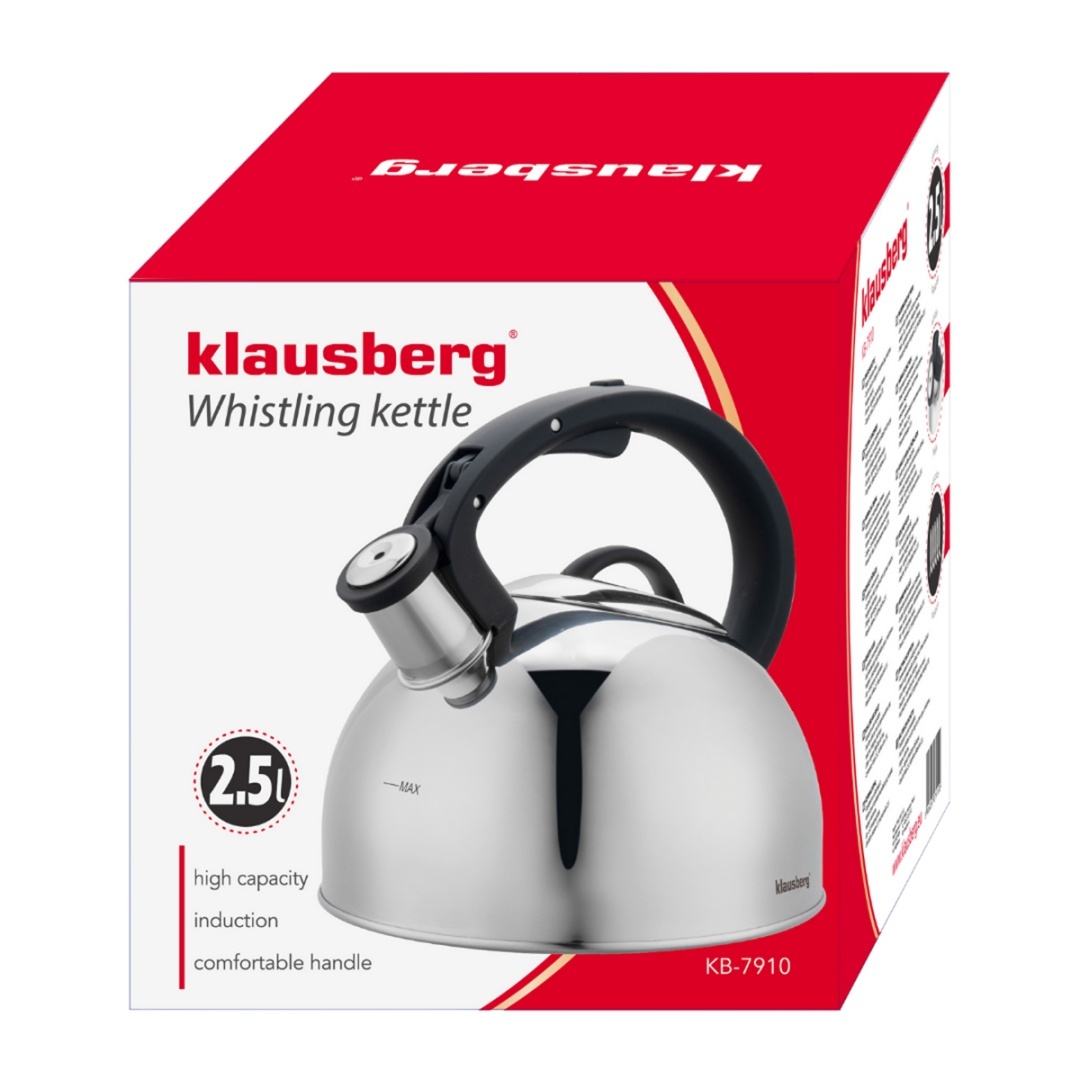 CZAJNIK STALOWY Z GWIZDKIEM 2,5L KLAUSBERG KB-7910